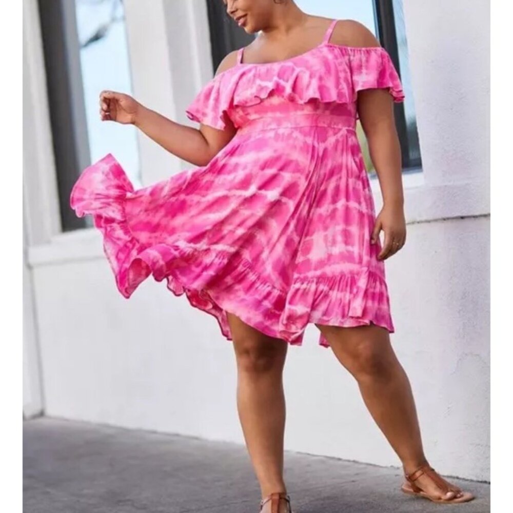 Torrid Pink Tie-Dye Asymmetrical Dress